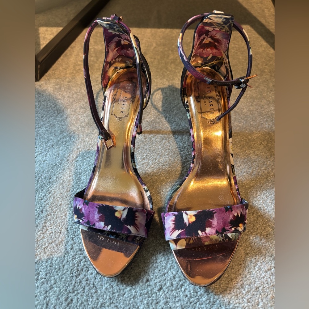Ted Baker Floral Ankle Strap Heels Size 9